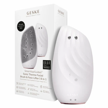Очищающая щетка для лица GESKE Sonic Thermo Facial Brush&Face-Lifter 8в1 жемчужная