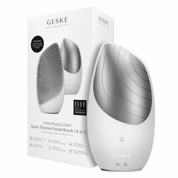 Электронная ультразвуковая термощетка для лица GESKE Sonic Thermo Facial Brush 6в1 белая