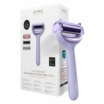 Роллер для игольчатой мезотерапии лица и тела GESKE MicroNeedle Face&Body Roller 9в1 пурпурный