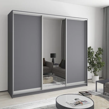 Шафа-купе тридверна MebelStar Стандарт AL 2ДСП/Дзеркало 230x45x210 см Антрацит (MBS-2907)