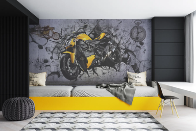 Фотообои флизелиновые Styleo Мотоцикл 3D u37780 Разные цвета 300х200 см