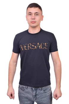 Футболка с надписью Versace 25-25Y-02001 2XL тёмно-синяя