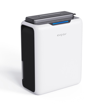 Осушувач повітря для дому evoair HUMIXDUO, 500 мл/24 год, 3 режими роботи, освітлення, безшумний, таймер, резервуар 2,5 л, Білий
