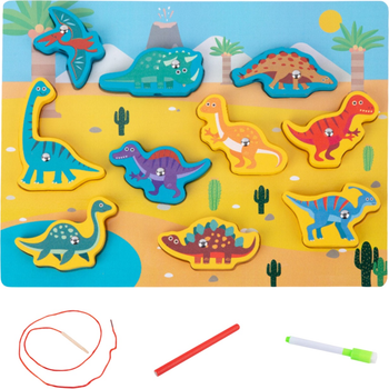 Układanka drewniana Lean Toys Dinozaury z magnesami (5905991043843)