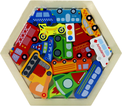 Układanka drewniana Lean Toys Pojazdy 15 elementów (5905991007852)