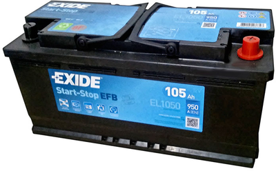 Автомобильный аккумулятор Exide EFB 6СТ-105 (-/+) Euro 950 А (EL1050)