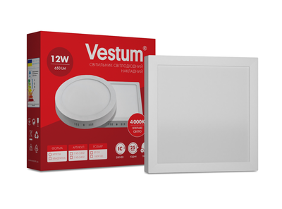 Квадратный светодиодный накладной светильник Vestum 12W 4000K 220V 1-VS-5402