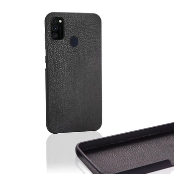 Чехол Бампер Samsung Galaxy M21 M215 с накладкой Эко-кожа Черный