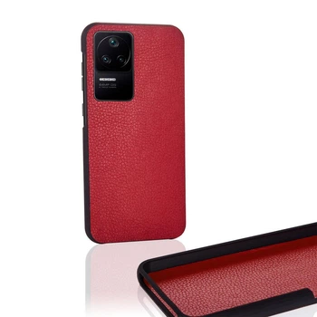 Чехол Бампер Xiaomi Poco F4 с накладкой Эко-кожа Красный