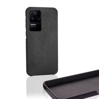 Чехол Бампер Xiaomi Poco F4 с накладкой Эко-кожа Черный
