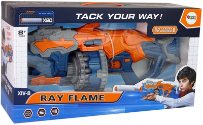 Pistolet LEAN Toys Ray Flame na piankowe strzałki z obrotowym magazynkiem 55 cm 11124 (5905214975852)