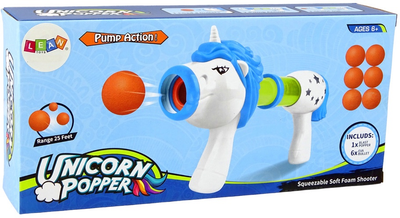 Pistolet LEAN Toys Wyrzutnia na miękkie kulki Jednorożec Niebieski 11363 (5905214974497)