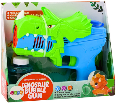 Ігровий набір LEAN Toys Пістолет для мильних бульбашок Динозавр Синьо-зелений 18473 (5905991021322)