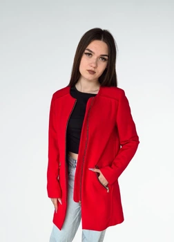 Тренч женский однотонный на молнии весна-осень Zara Красный 15809 S (укр 42)