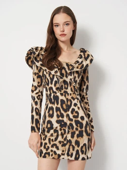 Платье короткое осеннее женское H&M 0928276_лео 36 Разноцветное (KAY2000001633038)