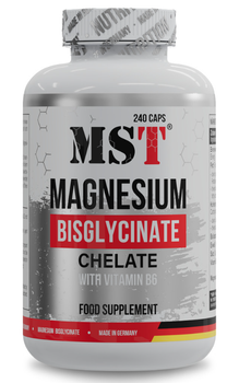 Магній бісгліцинат хелат з вітаміном В6 MST Magnesium Bisglycinate Chelate + B6 240 капс