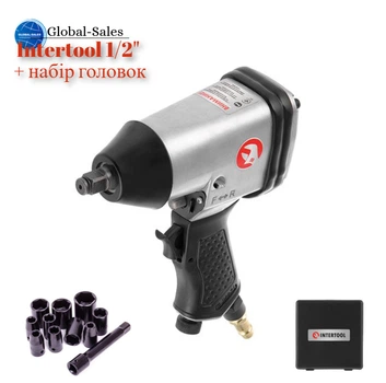 Гайковерт пневматический Intertool 1/2" + набор головок (PT-1101)