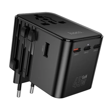 Універсальний зарядний пристрій зі швидкою зарядкою PD45W HOCO AC32 AC + 3Type-C + 2USB Чорний