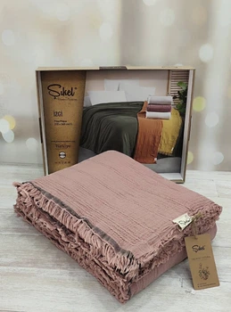 Муслиновое покрывало Sikel Izgi 210×240 розовый