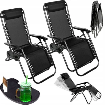 Комплект 2 шт. шезлонги GardenLine Relax Black до 130 кг
