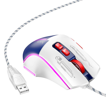 Игровая проводная мышь с LED-подсветкой HOCO GM31 Overlord Luminous режимы DPI 1200/1800/2400/3600 Бело-Синий