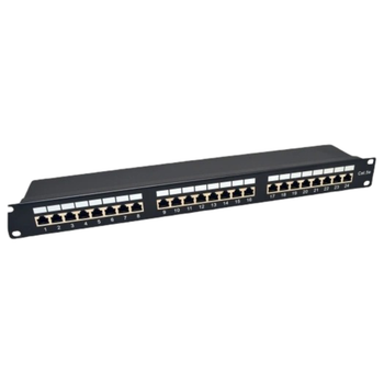 Патч-панель 19″ FTP 24 порти RJ45 кат. 5e для кабельних систем Чорний