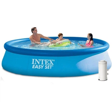 Надувной бассейн Intex 28142 круглый из ПВХ с фильтр насосом 2006 л/ч 396х84 см на 7290 л Синий (127-9-28142)