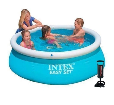 Детский надувной бассейн Intex 28101-2 круглый из ПВХ с тентом подстилкой и насосом 183х51 см Синий (127-9-28101-2)