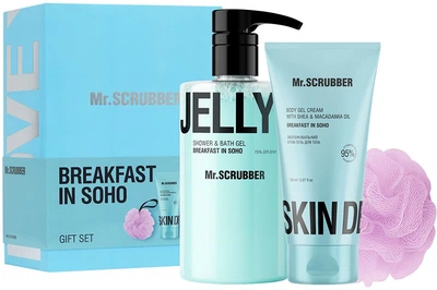 Подарочный набор Mr.Scrubber Breakfast in Soho Гель для душа 500 мл + Увлажняющий крем-гель 150 мл + Мочалка (4820200417554)