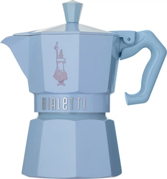 Гейзерная кофеварка Bialetti Moka Express на 3 чашки 130 мл голубая (8006363040426)