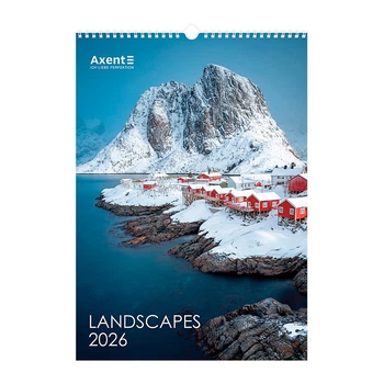 Настенный календарь A3 Axent Landscapes "Пейзажі" 2026 200 г/м2 13 листов на пружине (8804-26-1-A)