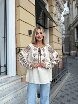 Жіноча вишиванка "Традиція" 3XL бежевий (B2528)