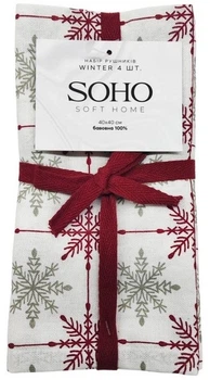 Набор 4 хлопковых полотенца Soho кухонные 40x40 см Winter (BS 72056S/1)