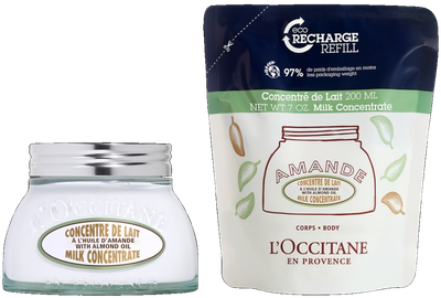Набір молочка для тіла L'Occitane Almond Milk Concentrate 200 мл + змінний блок 200 мл (3253581861097)
