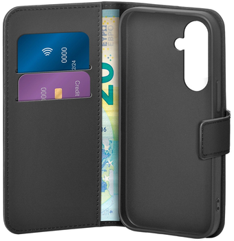 Etui z klapką Puro Booklet Case z portfelem do Samsung Galaxy S25 Black (8018417499913)