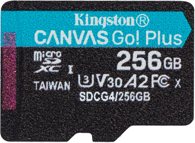 Karta pamięci Kingston microSDXC 256 GB Canvas Go! Plus G4 Class 10 UHS-I U3 V30 A2 (SDCG4/256GBSP)