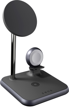Bezprzewodowa ładowarka Zens 4-in-1 Magnetic + Watch Aluminium Wireless Charger Black (8720618634177)
