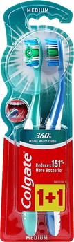 Зубна щітка 360 "Суперчистота" середня, 1+1, бірюзова та синя - Colgate 2шт (1202076-141180582-2)