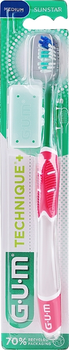 Зубная щетка, "Technique+", средней жесткости, розовая - G.U.M Medium Compact Toothbrush Зубная щетка, "Technique+", средней жесткости, розовая (1024252-0-2)