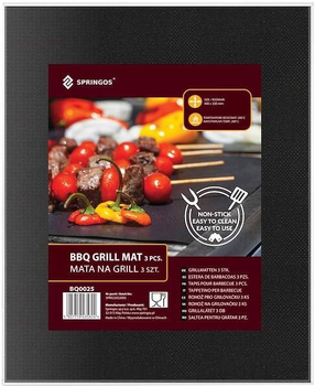 Mata do grilla Springos BQ0025 teflonowa 40x33 cm 3 szt (5907719435824)