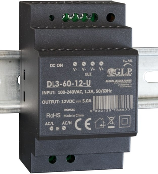 Zasilacz na szynę DIN GLP IP20, 60W, 24V, 2.5A (DL3-60-24-U) (5902135168684)