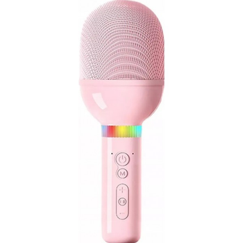 Караоке-мікрофон Sound Wawe V1 Pink бездротовий з ефектом зміни голосу та RGB-підсвічуванням (Bluetooth 5.0/USB/TF), рожевий