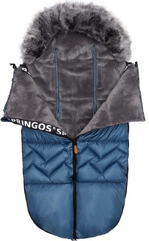Śpiworek Springos SB0049 4 w 1 do wózka gondoli na sanki z futerkiem zygzak 90 cm Granatowy (5907719442334)