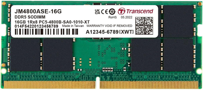Оперативная память Transcend SODIMM DDR5-4800 16384 MB PC5-38400 (JM4800ASE-16G)