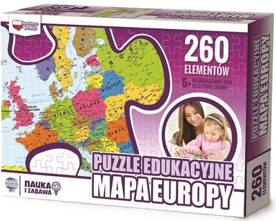 Puzzle edukacyjne Zachem Nauka i zabawa Mapa Europy 260 elementów 07149 (5906727907149)