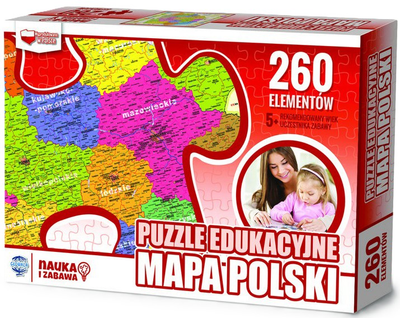 Puzzle edukacyjne Zachem Nauka i zabawa Mapa Polski 260 elementów ZA6944 (5906727906944)