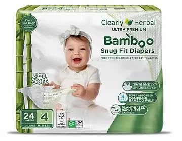 Підгузки дитячі Clealry Herbal Bamboo, розмір 4 (7-12 кг) 24 шт