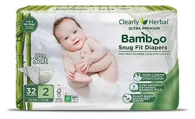 Підгузки дитячі Clealry Herbal Bamboo, розмір 2 (3-6 кг) 32 шт