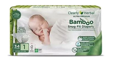 Підгузки дитячі Clealry Herbal Bamboo, розмір 1 (2-5 кг) 34 шт