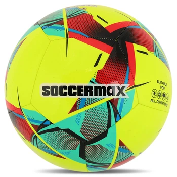 М'яч футбольний №5 PU Гріппі зшитий вручну SOCCERMAX FB-4137 (№5, 4 шари, зшитий вручну) (fox-FB-4137_Желтый)